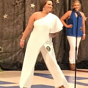 Women's White sz 14 Dressy Jumpsuit Dillard's